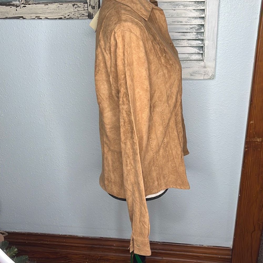 Lemon Grass Suede Doeskin Long Sleeves Women's Fashion Jacket Size Medium - Picture 9 of 14